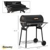 30" Portable Charcoal Barbecue Grill with Wheels Outdoor Barbecue with Adjustable Charcoal Rack, Storage Shelf, for Garden Camping Picnic