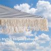7ft Boho Patio Umbrella with Fringe Tassels, Outdoor Beach Umbrella with Aluminum Pole for Poolside Garden