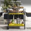 BBQ Island: Black Outdoor Kitchen Cart with Stainless Steel Top, Dual Shelves for Culinary Adventures|