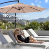 10ft Offset Hanging Outdoor Patio Umbrella with Base Stand Rotate and Tilt, 8 Ribs, UV Protection for Pool Garden Backyard Market, Khaki
