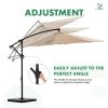 10ft Offset Hanging Outdoor Patio Umbrella with Base Stand Rotate and Tilt, 8 Ribs, UV Protection for Pool Garden Backyard Market, Khaki