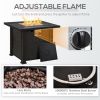 30 Inch Outdoor Propane Gas Fire Pit Table, 50,000 BTU Auto-Ignition Square Wicker-effect Gas Firepit with Ceramic Tabletop, Lid, Lava Rocks & Rain Co
