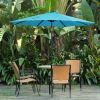 10ft Solar Patio Umbrella with 32 LED Lights, Tilt & Crank, UV Resistant, Blue