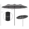 Double Sided Patio Umbrella, 9.5' Large Outdoor Market Umbrella with Push Button Tilt and Crank, 3 Air Vents and 12 Ribs, for Garden, Deck, Pool, Gray