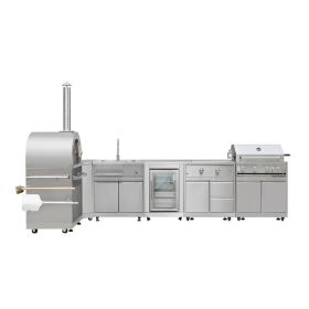 TMG Living Kitchen Pro Series 7-Piece Stainless Steel Modular Outdoor Kitchen Suite Set, 35" Refrigerator Cabinet, 32" BBQ, 4-Burner Gas Grill, Sink (Material: Box 04)