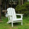 Adirondack Chair, Outdoor Chair, Folding Chair&nbsp;with Dual Cup Holder, HDPE Composite Folding Design and Wood Texture for Patio, Garden, Deck