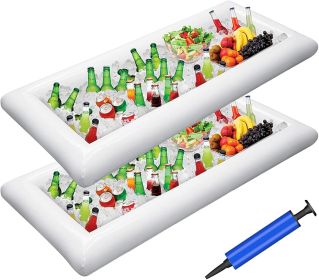 Inflatable Serving Bars Ice Buffet Salad Serving Trays Food Drink Holder Cooler Containers Indoor Outdoor BBQ Picnic Pool Party Supplies Luau Cooler w (Style: 2 PCS)