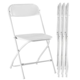 Folding Chair, Indoor Outdoor Portable, Stackable for Events, Offices, Weddings, Picnics and Restaurants (size: White/4-Pack)