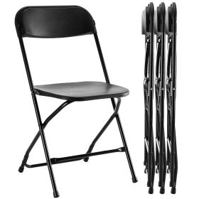 Folding Chair, Indoor Outdoor Portable, Stackable for Events, Offices, Weddings, Picnics and Restaurants (size: Black/4-Pack)