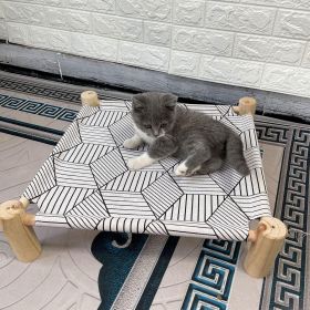 Cat & Dog Hammock Bed “ Wooden Elevated Pet Cot with Breathable Mesh “ Raised Cat Bed for Small Pets (Color: White Diamond)