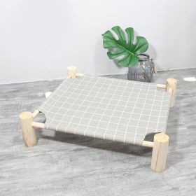 Cat & Dog Hammock Bed “ Wooden Elevated Pet Cot with Breathable Mesh “ Raised Cat Bed for Small Pets (Color: Grey Grid)