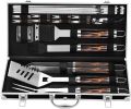 BBQ Accessories Grill Tools Set - 22PCS Stainless Steel Barbecue Grill Accessories for Outdoor Grill with Black Aluminum Case - Christmas Grilling Gif