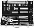 BBQ Accessories Grill Tools Set - 22PCS Stainless Steel Barbecue Grill Accessories for Outdoor Grill with Black Aluminum Case - Christmas Grilling Gif
