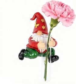 Wall Gnome Statue-Unique Wall Growers Sculpture,Cute Gnome Vase,Outdoor Tree Decorations,Patio Yard Lawn Porch Decor,Garden Ornament Gift (Color: Red)