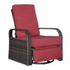 Outdoor Patio Rattan Wicker Swivel Recliner Chair;  Adjustable Reclining Chair 360Â° Rotating with Water Resistant Cushions