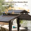 8Ã—5FT Hardtop Grill Gazebo, Outdoor BBQ Gazebo w/Galvanized Steel Double Roof