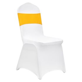 Stretch Spandex Folding Chair Covers, Universal Fitted Chair Cover with Chair Sashes, Removable Washable Protective Slipcovers, for Wedding, Holiday (Color: Gold & White, Quantity: 50 pcs)