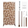 Metal Privacy Screen, 47" W x 76" H, Outdoor Privacy Screens 3-Panel, Freestanding Outdoor Divider with Stand