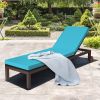 Outdoor Wicker Patio Chaise Lounge Recliner Chair with 5-Position Adjustment and Wheels