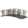 6' Metal Arch Backyard Garden Bridge with 660 lbs. Weight Capacity, Safety Siderails, Vine Motifs, Easy Assembly for Backyard Creek, Stream, Pond