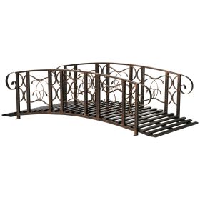 6' Metal Arch Backyard Garden Bridge with 660 lbs. Weight Capacity, Safety Siderails, Vine Motifs, Easy Assembly for Backyard Creek, Stream, Pond (title: default title)