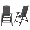 Folding Patio Chairs Set of 2, Aluminium Frame Reclining Sling Lawn Chairs with Adjustable High Backrest, Patio Dining Chairs for Outdoor, Camping