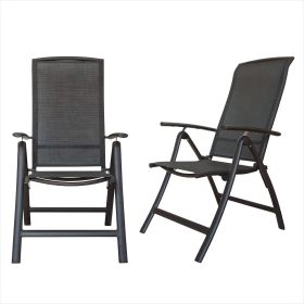 Folding Patio Chairs Set of 2, Aluminium Frame Reclining Sling Lawn Chairs with Adjustable High Backrest, Patio Dining Chairs for Outdoor, Camping (Color: as Pic)