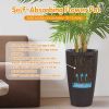 Set of 2 Faux Rattan Tall Planters Outdoor Indoor Large Planters with Water Level Monitor Inner Bucket, Automatic Watering