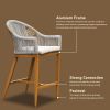Bar Stools Set of 2 with Arm and Backrest, Outdoor Counter Height Bar Chairs with Cushion