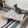 Cat & Dog Hammock Bed “ Wooden Elevated Pet Cot with Breathable Mesh “ Raised Cat Bed for Small Pets