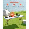 Folding Table, 6 Ft Heavy Duty Portable Fold-in-Half Utility Table, Indoor Outdoor Plastic Rectangle Table with Built in Handle, for Party, Dining