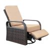 Outdoor Patio Rattan Wicker Swivel Recliner Chair;  Adjustable Reclining Chair 360Â° Rotating with Water Resistant Cushions