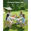 Folding Table, 6 Ft Heavy Duty Portable Fold-in-Half Utility Table, Indoor Outdoor Plastic Rectangle Table with Built in Handle, for Party, Dining