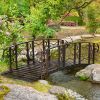 6' Metal Arch Backyard Garden Bridge with 660 lbs. Weight Capacity, Safety Siderails, Vine Motifs, Easy Assembly for Backyard Creek, Stream, Pond