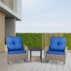 Modern Porch Wicker Rocking Chair for Outdoor Patio,All Weather Rattan Rocker,Brown Rattan, Beige Cushion