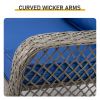 Modern Porch Wicker Rocking Chair for Outdoor Patio,All Weather Rattan Rocker,Brown Rattan, Beige Cushion