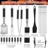 BBQ Accessories Grill Tools Set - 22PCS Stainless Steel Barbecue Grill Accessories for Outdoor Grill with Black Aluminum Case - Christmas Grilling Gif