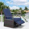Outdoor Patio Rattan Wicker Swivel Recliner Chair;  Adjustable Reclining Chair 360Â° Rotating with Water Resistant Cushions