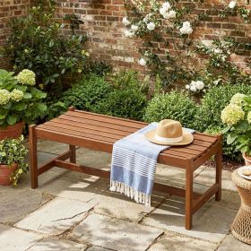 44" Patio Wood Bench Set of 1/2 Outdoor Solid Hardwood Dining Bench with Teak Oil Finish (size: Set of 1)