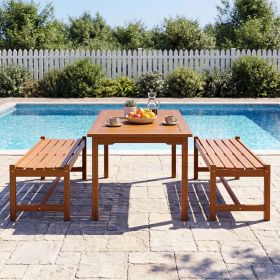 44" Patio Wood Bench Set of 1/2 Outdoor Solid Hardwood Dining Bench with Teak Oil Finish (size: Set of 2)