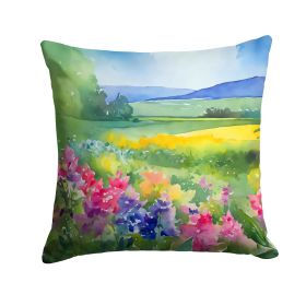 Massachusetts Mayflowers in Watercolor Throw Pillow Machine Washable, Indoor Outdoor Decorative Pillow for Couch, Bed or Patio, 18Hx18W (default: Default)