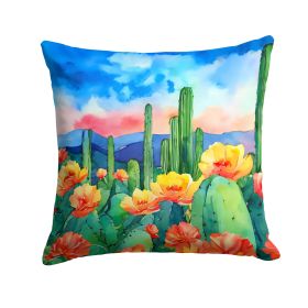 Arizona Saguaro Cactus Blossom in Watercolor Throw Pillow Machine Washable, Indoor Outdoor Decorative Pillow for Couch, Bed or Patio, 18Hx18W (default: Default)