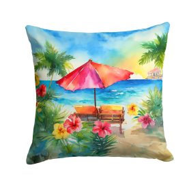 Hawaii Hawaiian Hibiscus in Watercolor Throw Pillow Machine Washable, Indoor Outdoor Decorative Pillow for Couch, Bed or Patio, 18Hx18W (default: Default)
