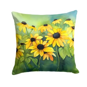 Maryland Black-Eyed Susans in Watercolor Throw Pillow Machine Washable, Indoor Outdoor Decorative Pillow for Couch, Bed or Patio, 18Hx18W (default: Default)