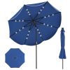 10 Ft Solar Powered Patio Umbrella with 24 LED Lights, Beige Outdoor Market Umbrella