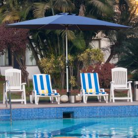 10FT Patio Umbrella, Outdoor Table Umbrella with Push Button Tilt and Crank, UV Protection Waterproof Market Sun Umbrella with 8 Sturdy Ribs for Garde (Color: as Pic)