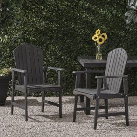 Outdoor Weather Resistant Acacia Wood Adirondack Dining Chairs (Set of 2), Dark Gray Finish (Color: as Pic)