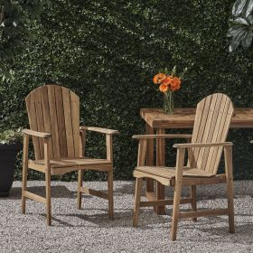 Outdoor Weather Resistant Acacia Wood Adirondack Dining Chairs (Set of 2), Natural Finish (Color: as Pic)