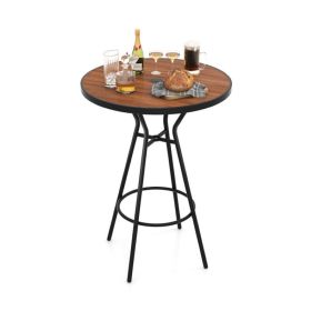 Outdoor Patio Bar Coffee Table for Backyard Garden (Color: Natural & Black)