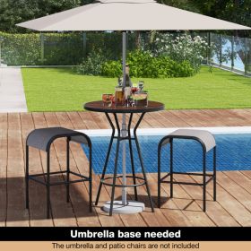 28 Inches Outdoor Bar Table with Wood-Like Tabletop for Backyard Garden (Color: as show)
